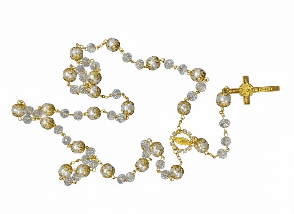 Gold and Crystal Rosary Beads